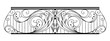 wrought iron balcony. Black metal railing with forged ornaments on a white background. entrance to the terrace decorated with steel vector. Antique vintage object of architecture,