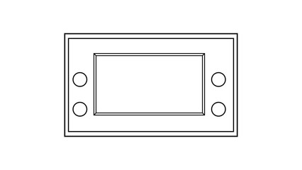 Poster - Old retro vintage hipster handheld video game console with buttons and screen for gamers from 70s 80s 90s. Black and white icon. Vector illustration