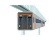 Suspension monorail train. Simple flat illustration in perspective view.