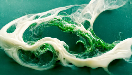 Wall Mural - Green white flowing background