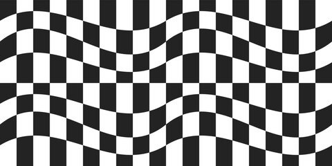 Poster - Checkered winding racing flag alternates with a straight chess design. Print and various stylish design.