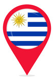 Fototapeta  - Map pin icons of Uruguay's national flags
