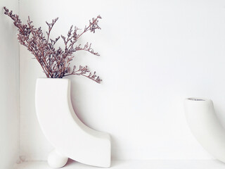 Wall Mural - Abstract background of white canvas on white concrete wall.