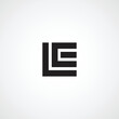 Minimal creative initial based LE logo and EL logo. Letter LE EL creative elegant monogram white color on black background.