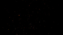 Overlay Fire Sparks Bonfire Embers. Burning Red Hot Flying Sparks Fire Rise In The Dark Night Sky. Royalty High-quality Stock Fire Embers Particles Rising Over On Black Background