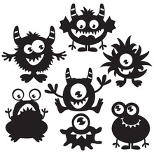 Set Of Funny Cartoon Monsters