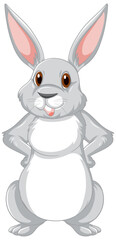 Wall Mural - Cute grey rabbit cartoon character