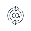 Concept of CO2 recycling, carbon neutrality, offset or emission reduction. Vector icon isolated on white background.
