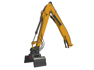 Wall Mural - Backhoe Loader Attachment heavy construction machinery 3D rendering on white background