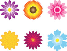 Set Of Flowers Vector Illustration. Flower Image Or Clip Art.
