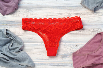 Wall Mural - Women's panties set collection for background, top view