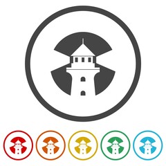 Aufkleber - Circle with Lighthouse icon. Set icons in color circle buttons