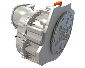 Transmission vehicle gearbox 3D rendering on white background