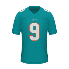 Sticker - Realistic American football shirt of Miami, jersey template