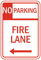 parking sign and labels fire lane