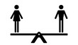 Icon of a Man and Woman on a seesaw. Gender equality concept