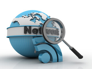 Poster - 3d illustration WIFI symbol search
