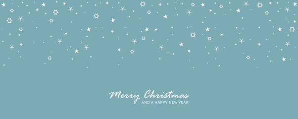 christmas star confetti border on blue grey background