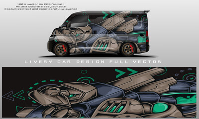 Wall Mural - car livery graphic vector. abstract grunge background design for vehicle vinyl wrap and car branding	