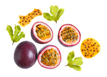 Passion Fruit With Leaf On Transparent Png