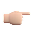 Cartoon 3d hand showing direction, business hand pointing index finger 3d rendering