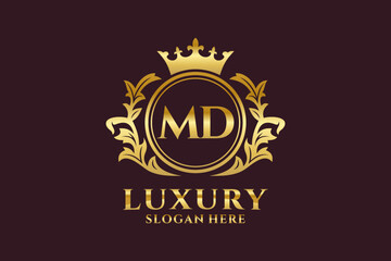 Initial MD Letter Royal Luxury Logo template in vector art for luxurious branding projects and other vector illustration.