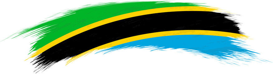 Sticker - Flag of Tanzania in rounded grunge brush stroke.