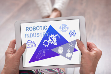 Poster - Robotic industry concept on a tablet