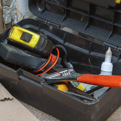 Wall Mural - Various hand tools in the tool box