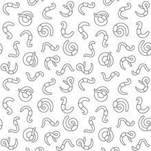 Worm Vector Outline Seamless Pattern - Earthworm Background
