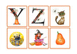 Halloween alphabet cards for kids education.