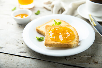 Wall Mural - Toast with homemade orange jam