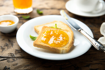 Wall Mural - Toast with homemade orange jam