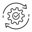 © Veronika - Gear with check mark and arrows thin line icon. Successful operation or project symbol. Effective integration sign Simple icon in black Vector illustration for graphic design, Web, app, UI, mobile app