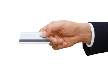Wall Mural - gesture series: man holding check card