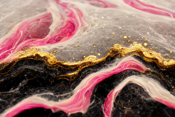 Pink and black marble texture. Luxury abstract fluid art paint background. Beautiful modern 3d wallpaper	