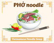 Vietnamese noodle soup. VIetnamese traditional Pho noodles