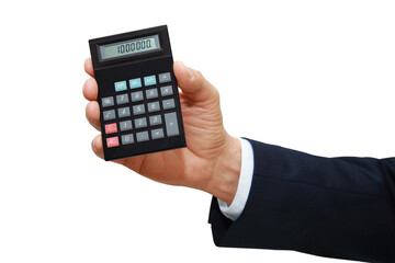 gesture series: man holding calculator