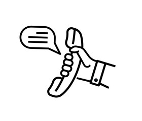 Fototapete - Classic phone communication icon with service support line concept. isolated on white background.
