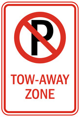 Wall Mural - parking sign and labels tow away zone no parking violator will be ticketed, fine, booted and tow away set