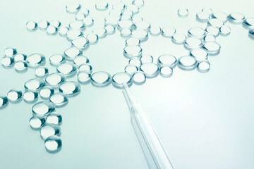 Wall Mural - glass model of molecules. chemical laboratory research. cosmetic concept. selective focus.