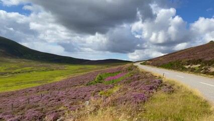 Wall Mural - A road full of curves at Spittal of Glenshee in the Scottish Highlands, Scotland. It is located in the Cairnwell Pass on the A93 road between Blairgowrie and Braemar.	