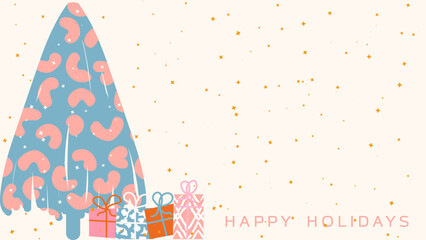 Wall Mural - Ornate Happy Holidays Background. Trendy Winter Holidays art templates.