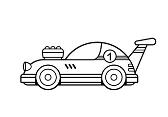 Sticker - Race car - kids coloring page vector line art