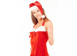 © yurolaitsalbert - young woman in Christmas costume showing thumbs up.