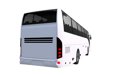 Wall Mural - white bus illustration rear view png object. 3d render.
