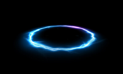 Wall Mural - lightning round frame. plasma magical portal. circle light effect.