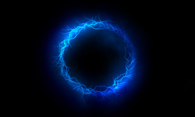 Wall Mural - lightning round frame. plasma magical portal. circle light effect.