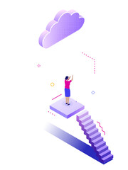 Wall Mural - Cloud computing - modern isometric banner