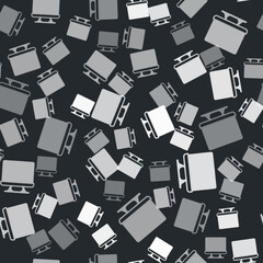 Poster - Grey Smart Tv icon isolated seamless pattern on black background. Television sign. Vector